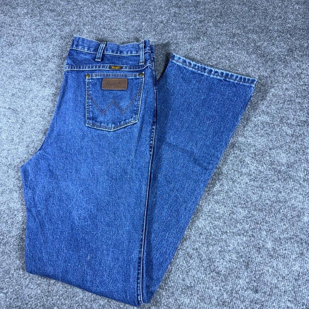 Wrangler 36MWZ Slim Fit Cowboy Cut Jeans Mens 36x34 Blue Denim Straight Leg